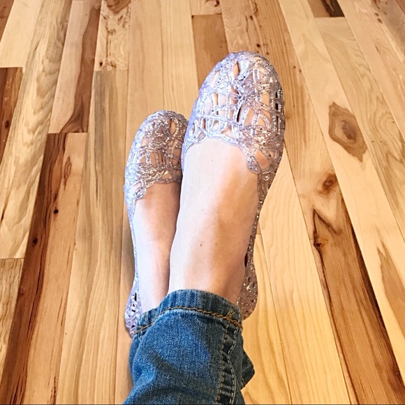 Vivienne Westwood Shoes - Flats Vivienne Westwood Clear Silver Glitter Jelly